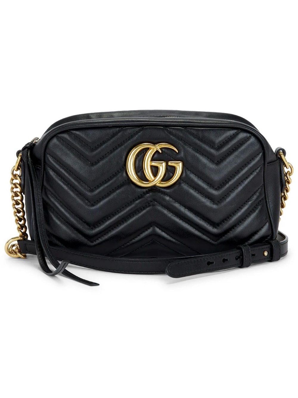 Gucci Black Quilted GG Leather Crossbody with Gold Hardware
